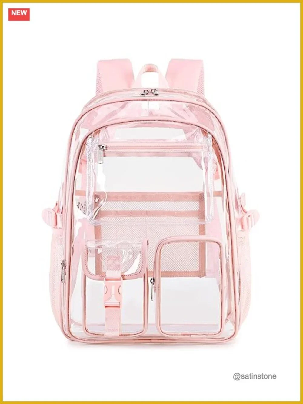 Large Clear PVC Backpack for School Travel Heavy Duty Transparent Daypack